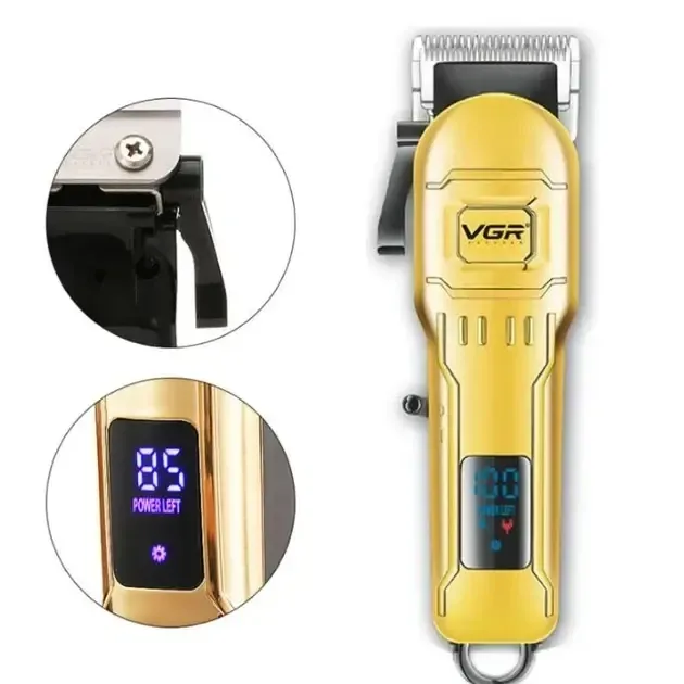 Аккумуляторная машинка для стрижки волос VGR V-268 с LED-дисплеем и сменными насадками 0,8–13 мм Одесса - изображение 4