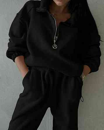 Жіночий теплий костюм-двійка: кофта та штани двосторонній фліс «Полар» Чорний, 46/48 Одеса