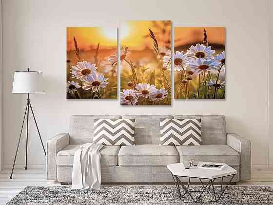 Модульна картина у вітальню/ спальню Поле Ромашок Art-561_3 100x150 см Київ