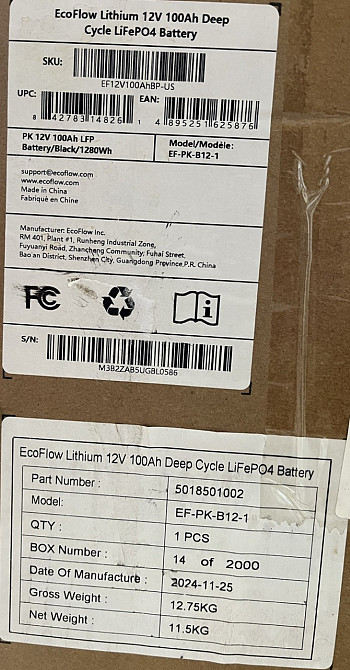 Ecoflow 12V 100Ah LiFePO4 аккумулятор батарея Оригинал из США. Харьков - изображение 5