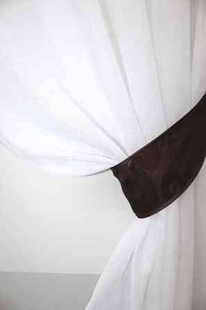 Кухонный комплект VR-Textil № 084к шторки с ламбрекеном белый с коричневым 270х170 см (52-0617) Киев