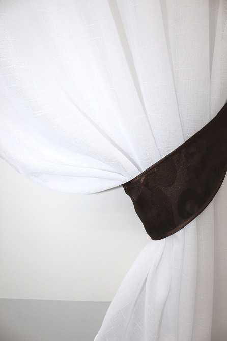 Кухонный комплект VR-Textil № 084к шторки с ламбрекеном белый с коричневым 270х170 см (52-0617) Киев - изображение 3