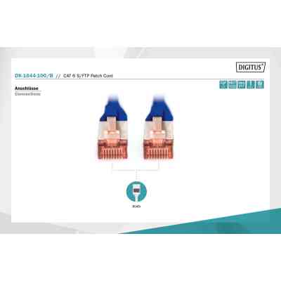Патч-корд 10м, CAT 6 S-FTP, AWG 27/7, LSZH, blue Digitus (DK-1644-100/B) Винница
