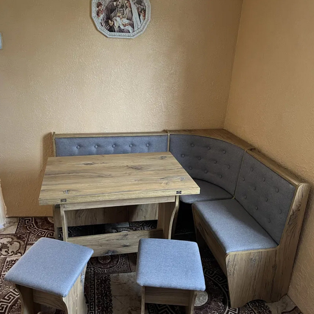 Куток Сімейний зі столом та 2 табуретки 114х154 см Тканина / Дуб Флагшток Львів - фото 1