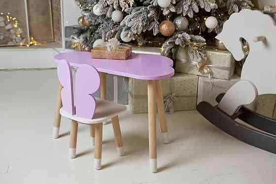 Дитячий столик і стілець "Хмарка" фіолетово-білі Київ