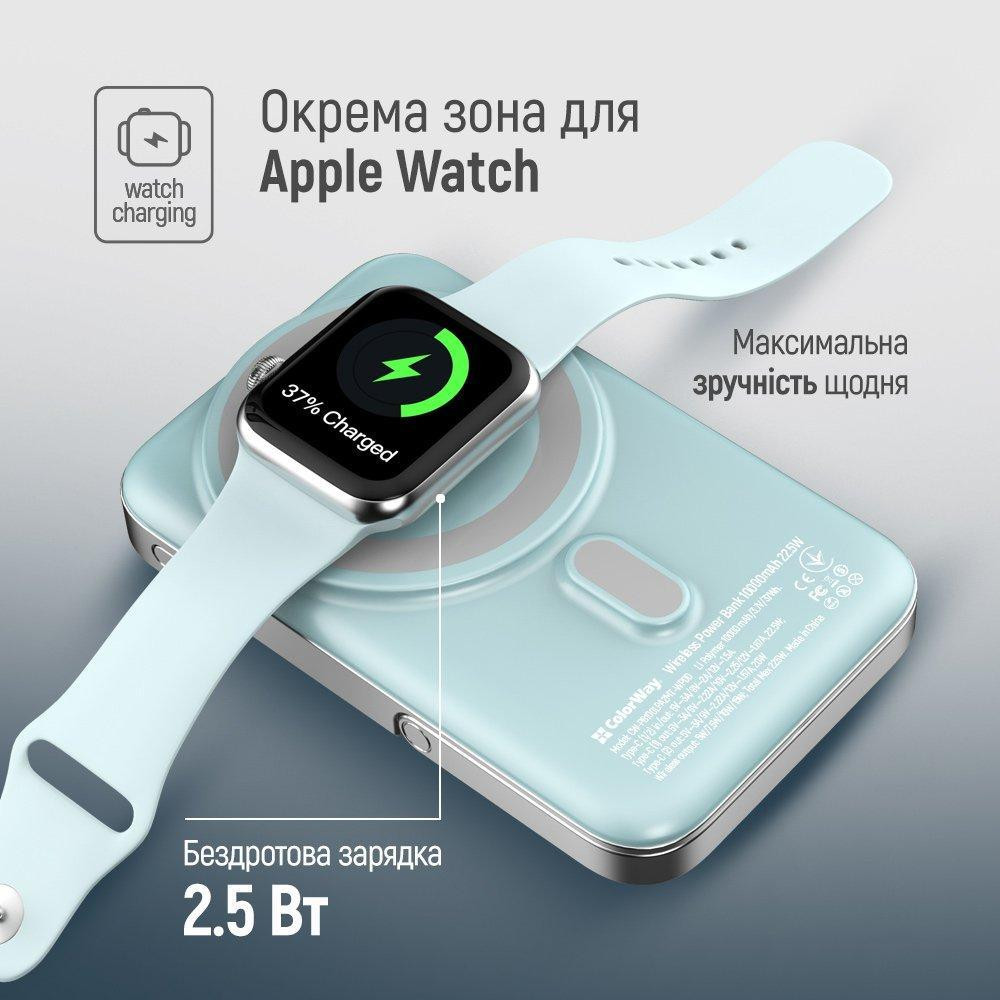Універсальна мобільна батарея ColorWay 15W MagSafe & Watch Wireless 10000 mAh Aquamarine (CW-PB100LPA2MT-WPDD) ( 15515 ) Харків - фото 10