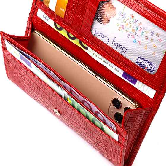 Яскравий гаманець для жінок із натуральної фактурної шкіри CANPELLINI 21823 Червоний Київ