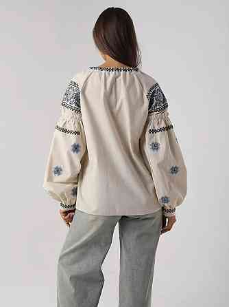 Женская стильная современная вышиванка с завязками 80% хлопок, 20% полиэстер 44 Одесса