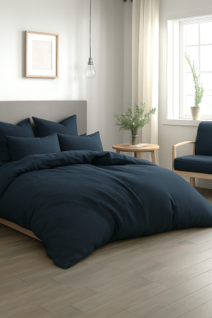 Ecotton Підковдра на блискавці Ecotton двоспальна 175х215 см фланель з бавовни Blue синій Коломия