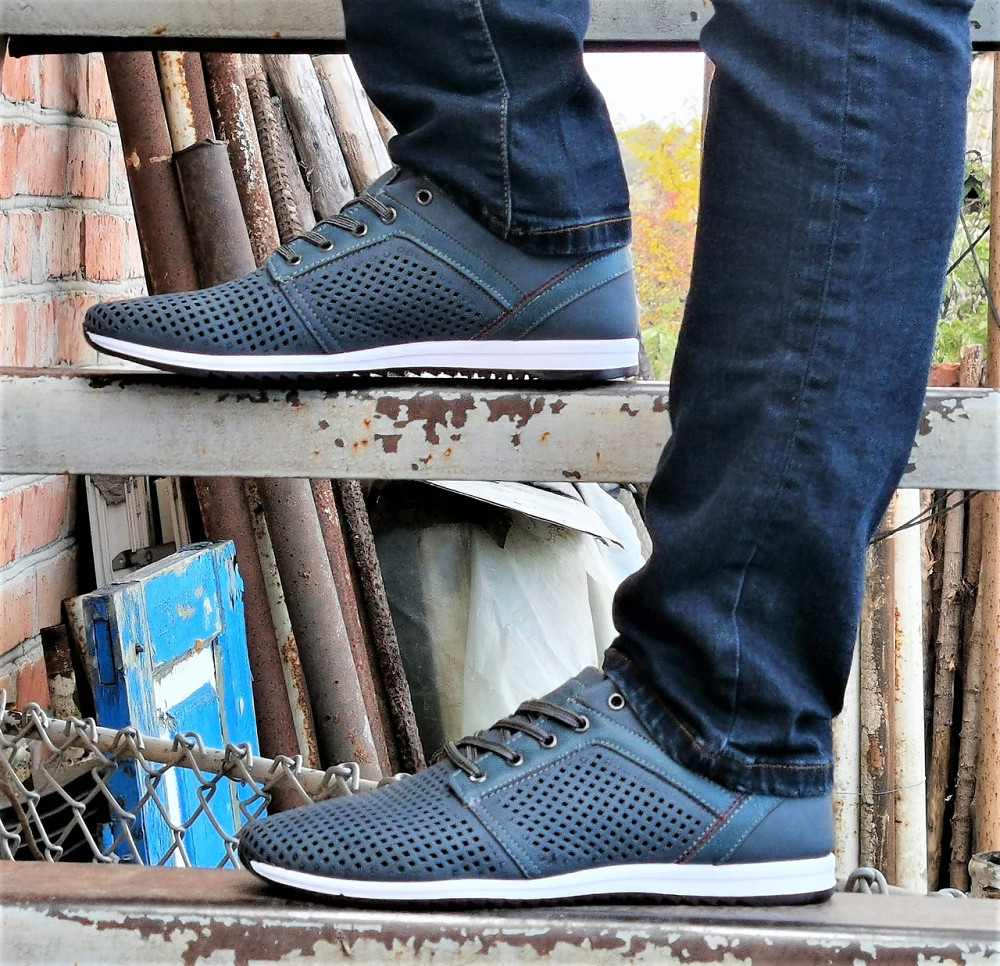 Мужские Мокасины Летние Синие Кроссовки Сеточка Серые (размеры: 40,41) Видео Обзор - 01-3 Днепр - изображение 8