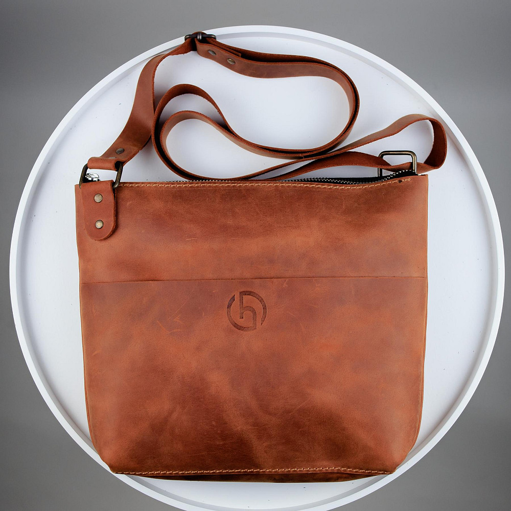 Сумка-месенджер Skill з натуральної шкіри Crazy Horse, через плече (Світло-коричневий) Суми - фото 1