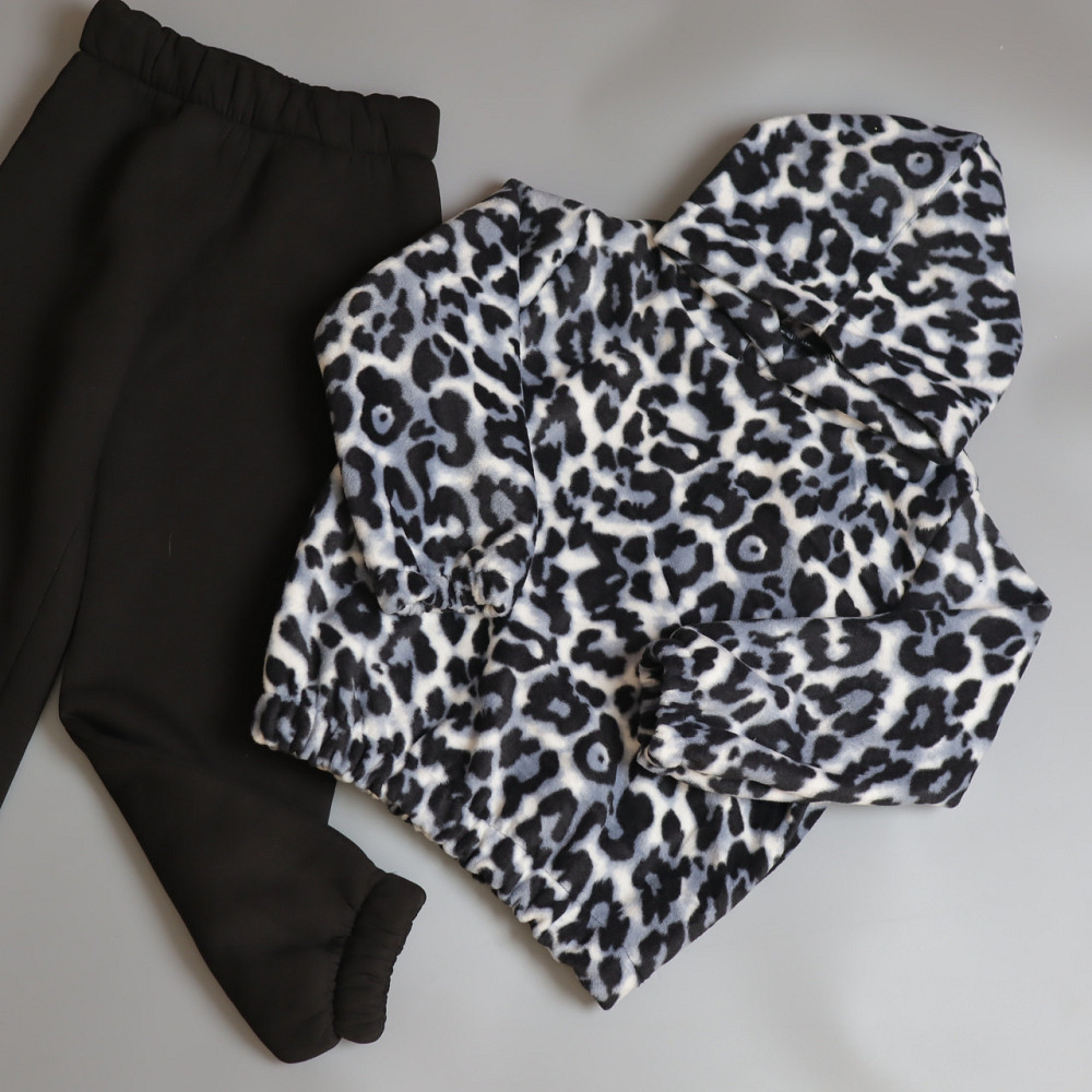 Зимний флисовый детский костюм лео серый (худи с капюшоном + штаны) Каменец-Подольский - изображение 5