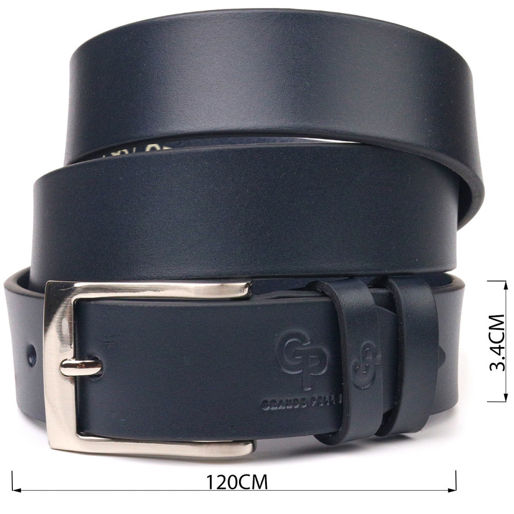Брючный мужской ремень из натуральной кожи Grande Pelle 21450 Синий Киев - изображение 3