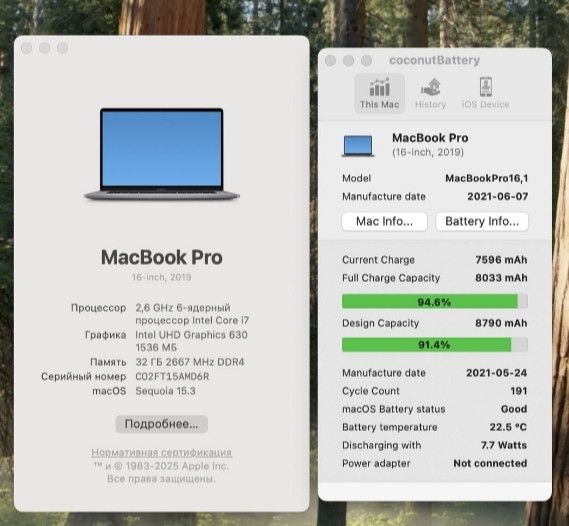 Ноутбук MacBook Pro 16 2019 , 6 ядер i7, 32Gb. RAM , 512Gb. Киев - изображение 5
