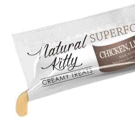 Крем-снеки для кошек Natural Kitty Creamy со вкусом курицы, печени и семян льна 24 шт х 12 г Винница