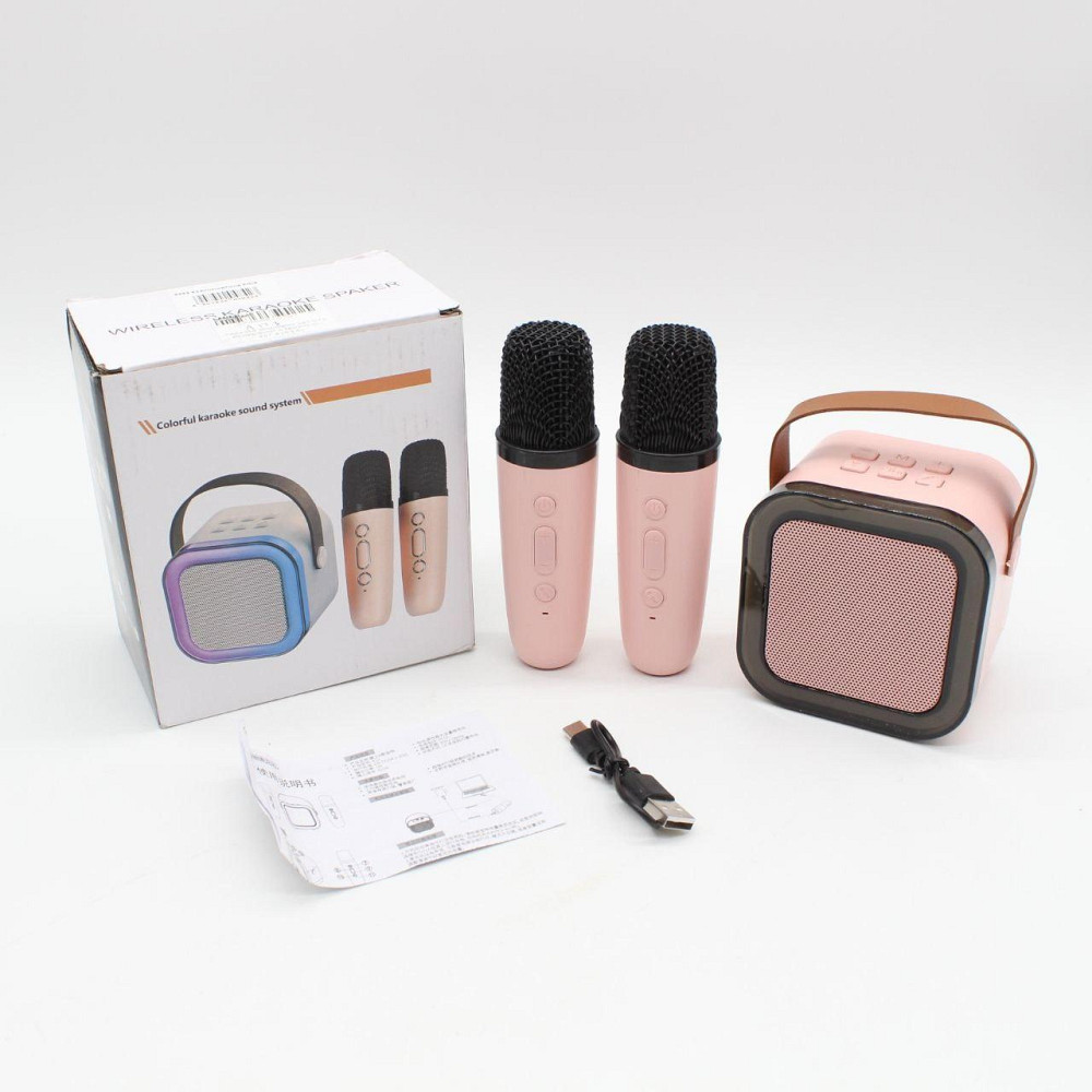 Дитяче караоке + 2 мікрофони, К12 Рожевий / Блютуз колонка з RGB підсвіткою / Бездротове міні-караоке Київ - фото 10