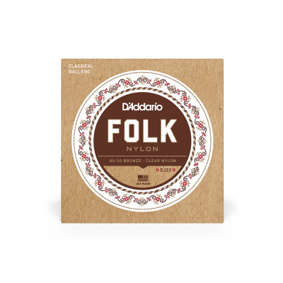Струни для гітари D'Addario Folk Nylon 80/20 Bronze Ball End Clear Treble (EJ33) Вінниця - фото 1