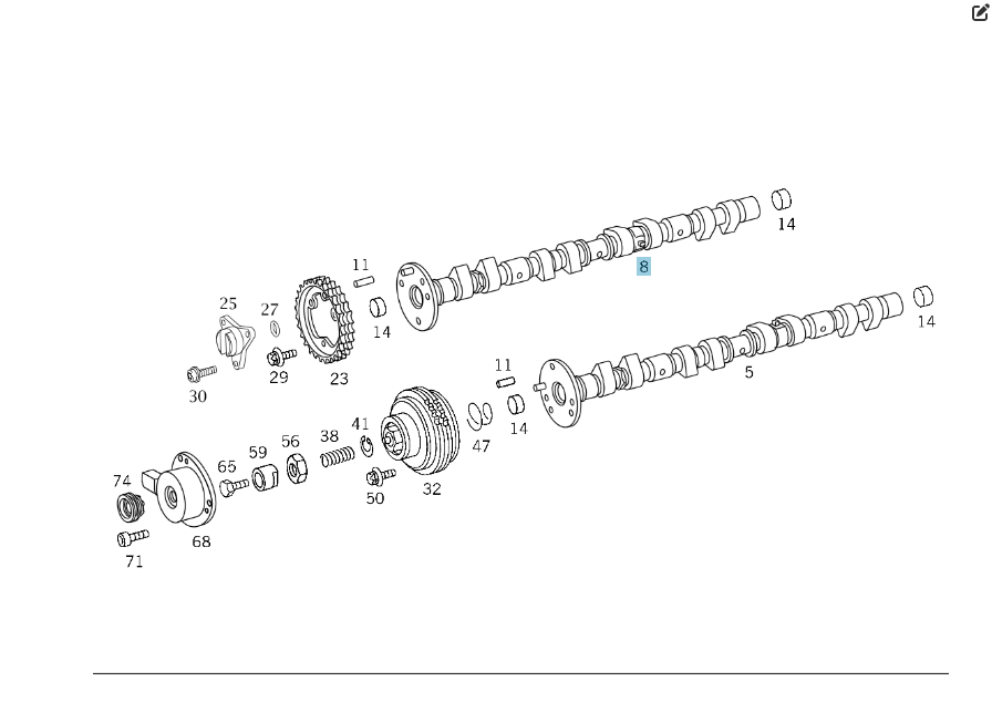 Mercedes-Benz  A1110504801 Випускний розподільний вал двигуна M111 Одеса - фото 2