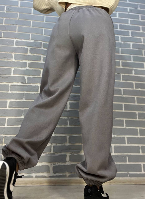 Штани жіночі W 6632 спортивні джоггери утеплені подвійна біла резинка на талії сірі, сірий, M Київ - фото 14