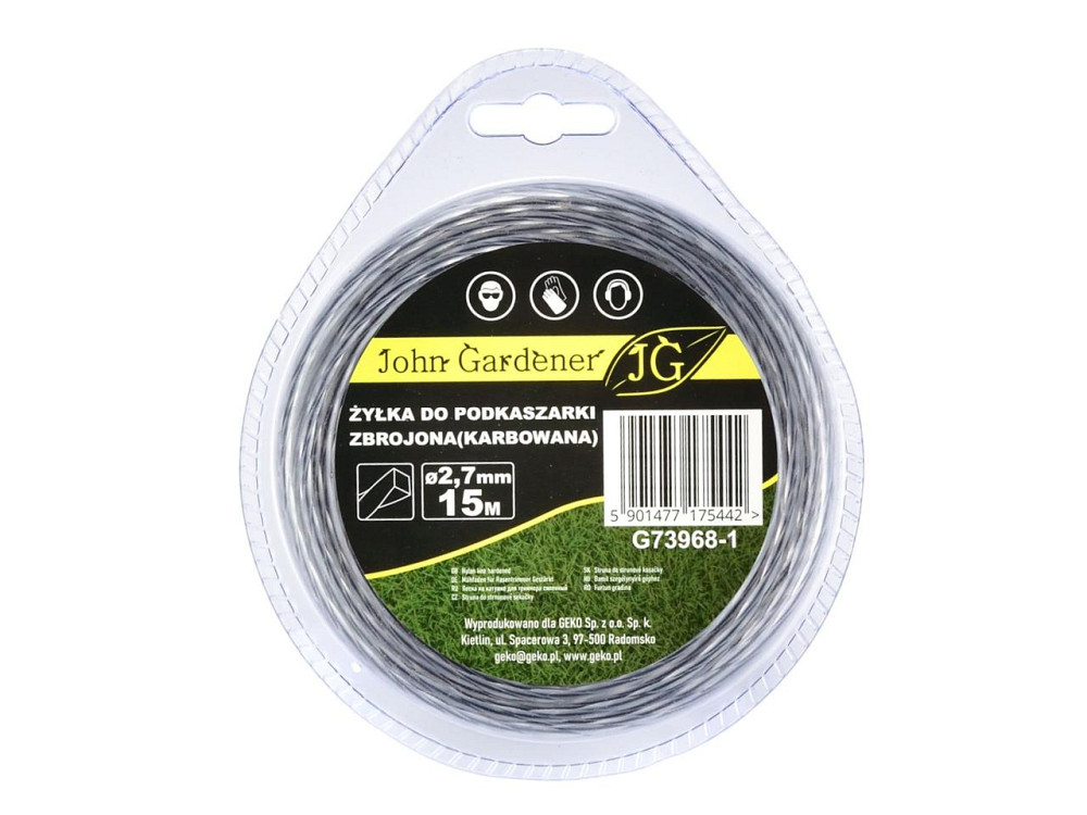 Жилка косарки армована скручена 15м 2,7мм "JohnGardener" Київ - фото 1