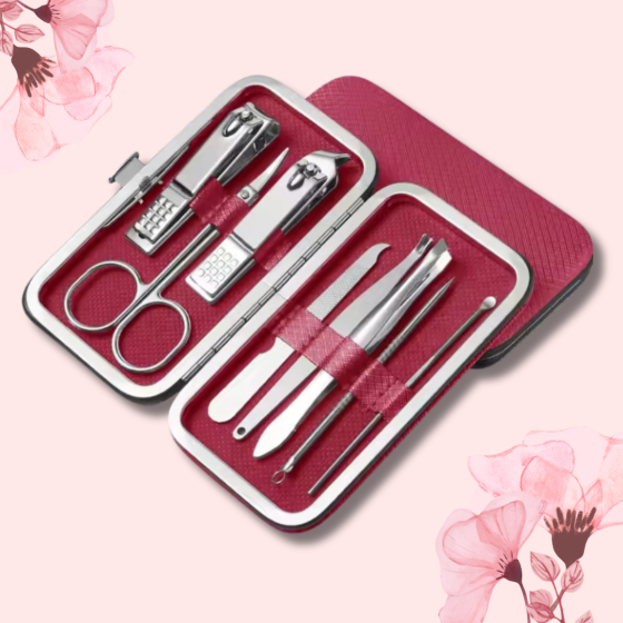 Набор инструментов для маникюра и педикюра в кейсе,пинцет,пилочка,ножницы в наборе 8 шт, цвет красный Каменец-Подольский