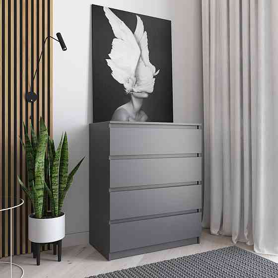 Комод VAYS R-4 Антрацит, на 4 шухляди без ручок, ЛДСП 80×40×98 см – для дому, офісу, вітальні, спальні Львів
