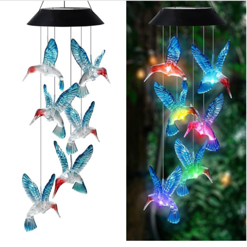 Садовый Светильник Колибри 63.6 см на солнечной батарее. Подвесной Блакитний Одесса - изображение 1