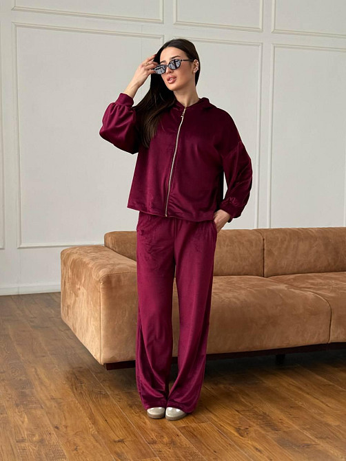 Женский повседневный костюм тройка: кофта, топ и брюки велюр Одесса - изображение 3