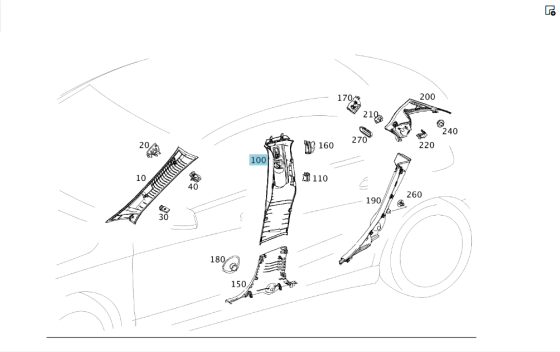 Mercedes-Benz  A1176900625 9F52 Обшивка стійки B верхня права CLA Shooting Brake X117 CLA C117 Одесса