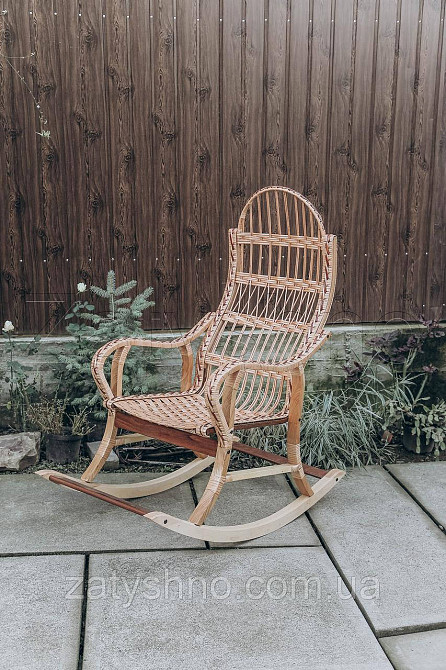Крісло гойдалка на пружині плетені | Крісло-гойдалка плетене з лози | крісло качалка для дачі Київ - фото 1