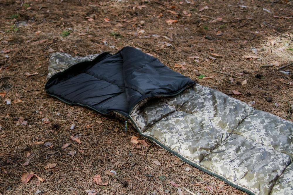 Військовий водонепронекний спальний мішок з ковдрою і капюшоном розміром 220*100 см спальник піксельний 2в1   WAR Львів - фото 4