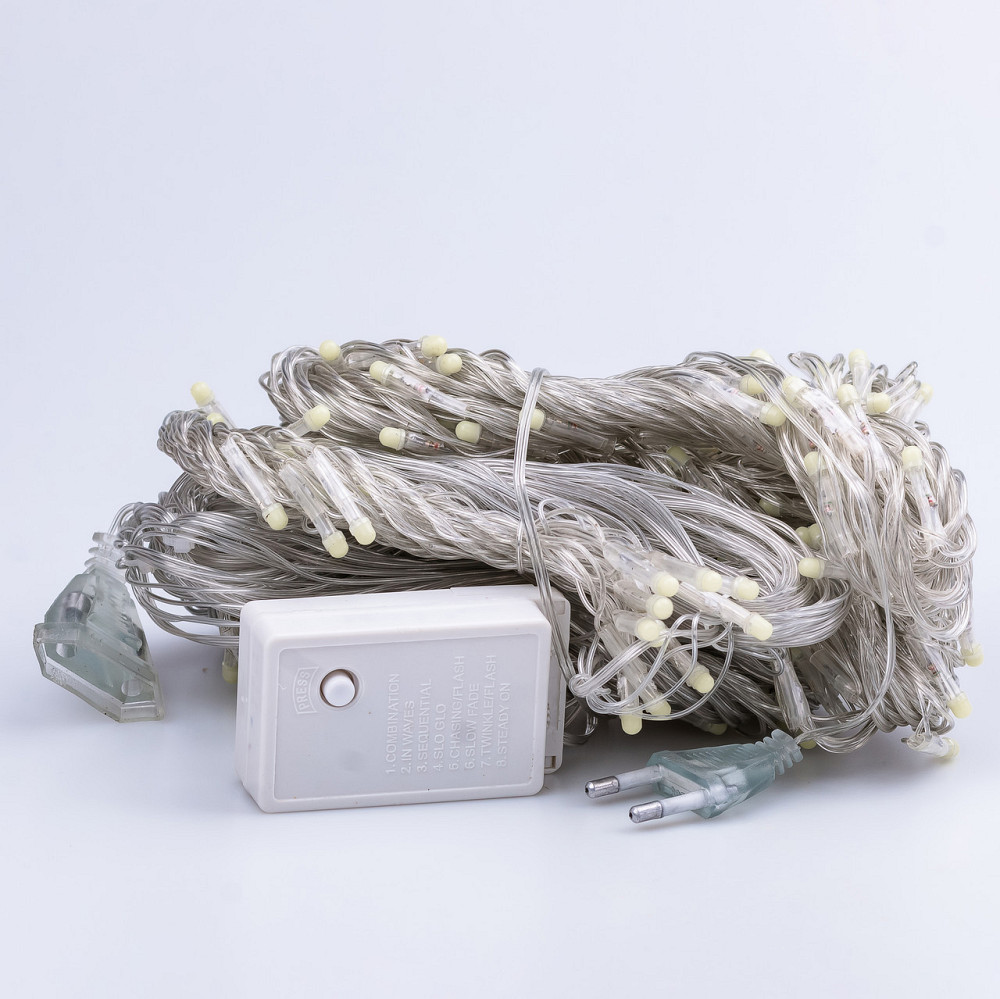 Гірлянда штора 3х2 м 144 LED світлодіодна мідний провід 16 ниток Білий ZWM2320LEDW Київ - фото 9