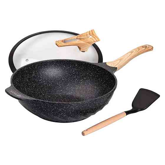 Алюминиевая сковорода 5,8 л, мраморное антипригарное покрытие, Ø 32 см, с лопаткой для приготовления MGC HP-4-449 Киев