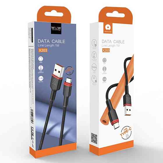 Кабель WUW-X203 USB Type-C 2,4A 1m black 6972573336203 Одеса