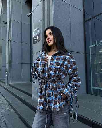 Жіноча базова сорочка кімоно оверсайз в клітинку турецька фланель Одеса