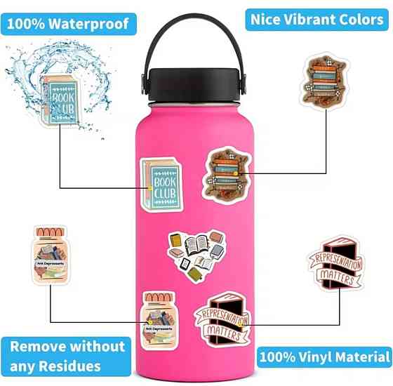 Набор виниловых стикеров Book Lover, 50 шт Киев