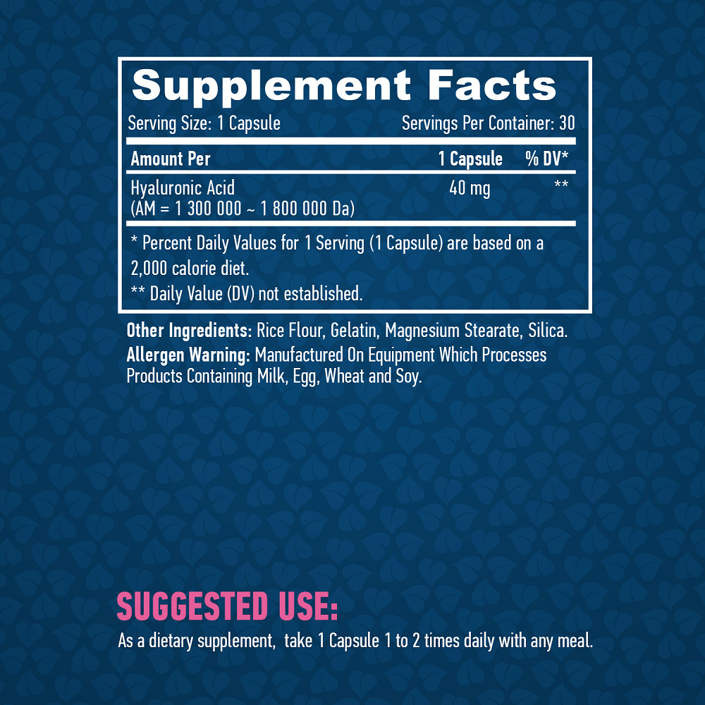 Гіалурована кислота Haya Labs Hyaluronic Acid 40 mg 30 caps Луцьк - фото 4