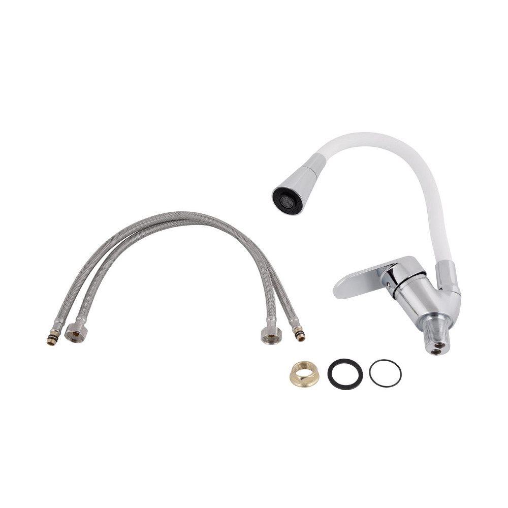 Змішувач для кухні Lidz Tani 008F3 з гнучким виливом (k40) LDTAN008F3WCR37037 Chrome/White Київ - фото 5