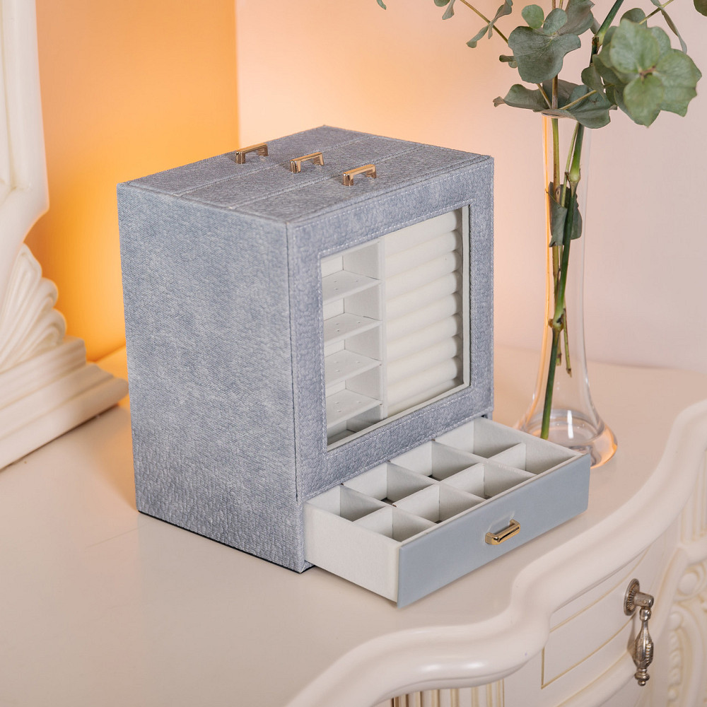 Скринька для прикрас з еко шкіри 3 яруси органайзер для ювелірних виробів HP-5-16G Київ - фото 8