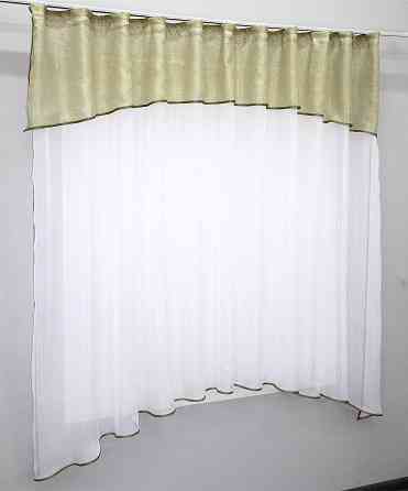 Кухонная гардина VR-Textil № 036к арка  белый с золотистым 270х170 см (52-0124) Киев