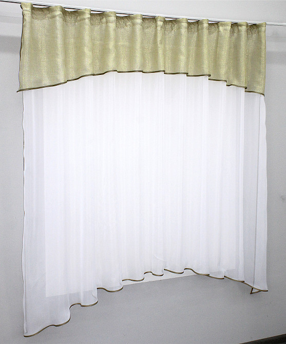 Кухонная гардина VR-Textil № 036к арка  белый с золотистым 270х170 см (52-0124) Киев - изображение 2