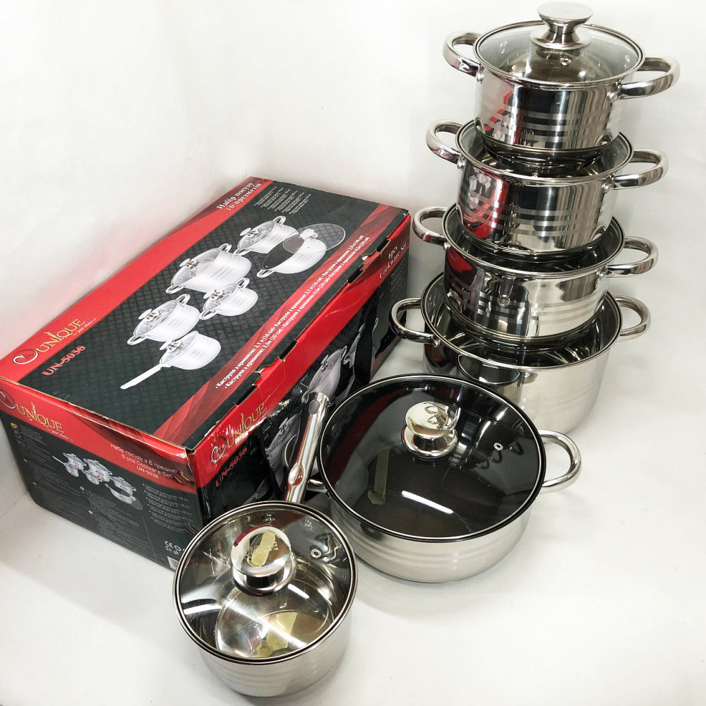 Хороший набір каструль UNIQUE UN-5036 12 шт, Каструлі посуд для електричних плит, Каструлі з кришками WJ-80 Івано-Франківськ - фото 1