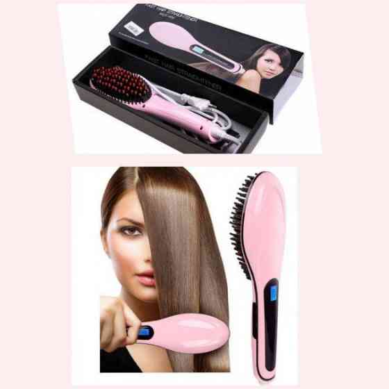 Электрическая расческа выпрямитель, Fast Hair Straightener HQT-906, Розовая, для выравнивания волос  Полтава
