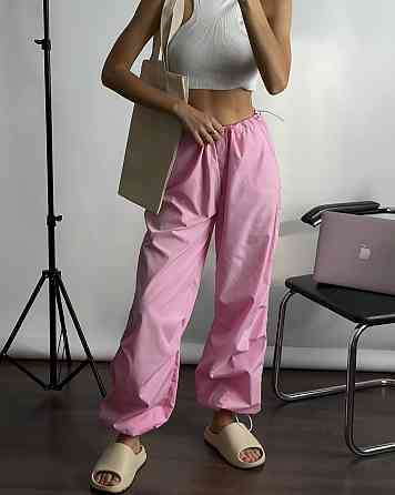 Жіночі повсякденні штани карго-парашути плащівка Рожевий Одеса