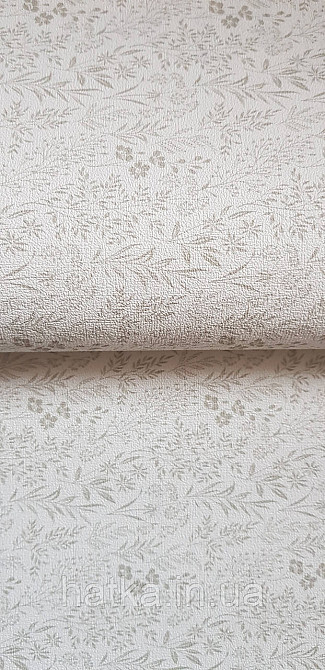 Обои виниловые на флизелине Rasch County Living метровые цветы мелкие прованс бледно зеленые на белом Киев - изображение 1