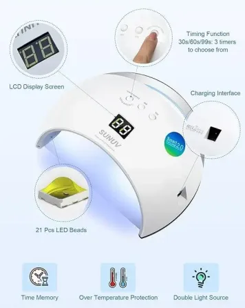 Лампа для манікюру SUN 6 Світлодіодна лампа для нігтів SUN6, 2 в 1 Led/Uv 2.0 для низькоколірного гель-лак Київ