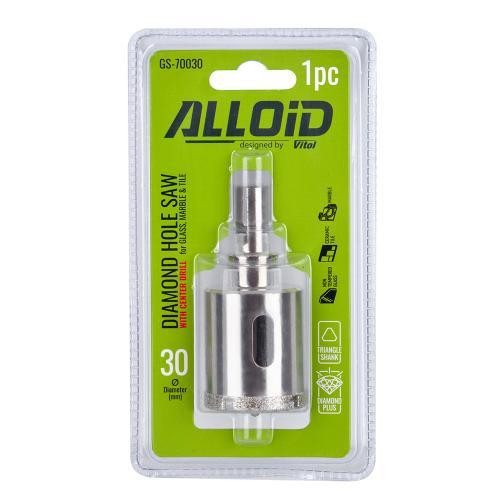 Свердло корончате алмазне по склу та кераміці 30мм з центрувальним свердлом Alloid Одеса - фото 2