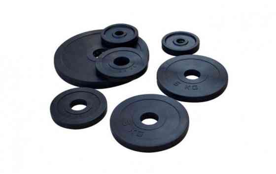 Обгумована штанга на 125 кг з олімпійським грифом Гантелі, гирі, штанги та диски металеві розбірні Київ