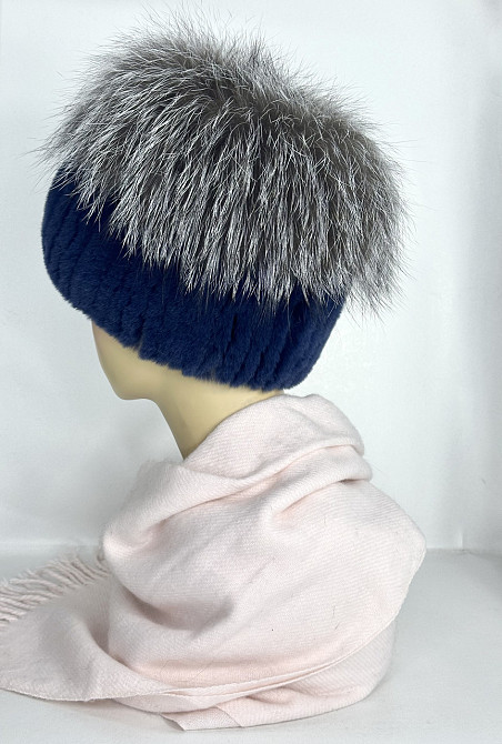Шапка хутряна жіноча кубанка Мерлін Темно-синій Харків - фото 4
