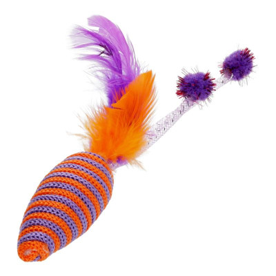 Іграшка для котів Hippie Pet Мишка з пір&apos;ям червона 16.5 см (HIPCT22029R) Вінниця - фото 1